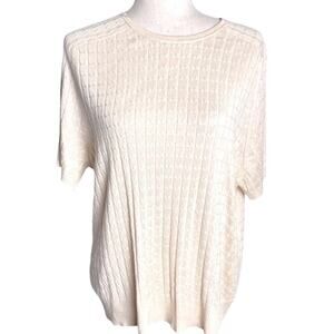 Saks Fifth Ave silk ivory quiet luxury sweater top size 1X minimali…